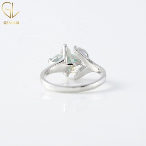 Fancy Green Flower Cut Moissanite <b>Diamond</b> Leaf Inspire <b>Ring</b>, 14k White Gold Marquise <b>Diamond</b> <b>Ring</b>, Unique Nature Inspired <b>Ring</b> - Product Image 6