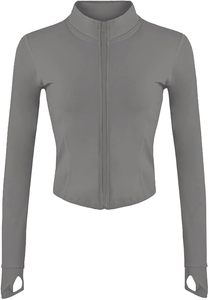 Camiseta de yoga azul de manga larga con media cremallera para mujer, ajuste ceñido, transpirable, de poliéster, ropa deportiva, diseño sin costuras, color liso, cuello alto - Product Image 1