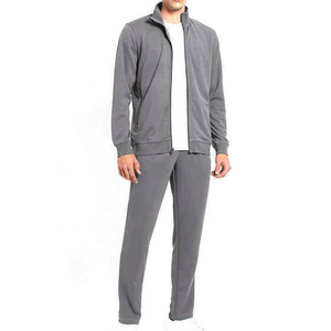 Men Gray Full Zip Tracksuit Set Casual Solid Color <b>Sweatshirt</b> and Pants with Side Pockets Regular Fit Autumn Wear - Product Image 1