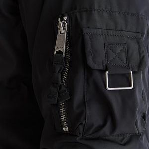 <b>Men's</b> <b>Black</b> Nylon Bomber Jacket Zip Up Windproof Flight <b>Coat</b> Casual Autumn Outerwear - Product Image 3