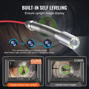 Telecamera per Ispezione Fognature Autolivellante da 165 Ft/50m con Trasmettitore 512Hz, Schermo da 9 Pollici, HD 1080P, Telecamera Industriale per Fognature e Tubature - Product Image 3