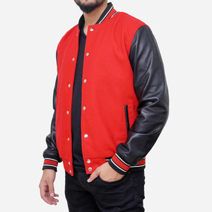 แจ็คเก็ตวาร์ซิตี้ขนสัตว์ OEM ปักโลโก้ตามสั่ง แขนหนัง แจ็คเก็ตเบสบอล Letterman Varsity สำหรับผู้ชาย - Product Image 3