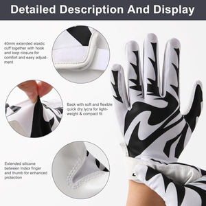 Guantes Profesionales de Fútbol Americano para Receptor, con Logotipo Personalizado, Agarre de Silicona en Toda la Palma, Guantes de Entrenamiento Antideslizantes - Product Image 4