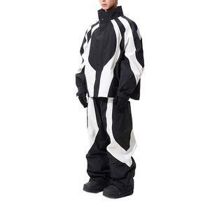 Ensembles de survêtements coupe-vent pour hommes, à capuche, décontractés, unis, épais, écologiques, respirants, imperméables, avec poche à cordon de serrage - Product Image 1