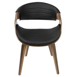 Sedia da pranzo/d'accento Symphony in stile Mid-Century Modern, in legno di noce e similpelle nera - Product Image 5