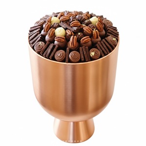 Bol à chocolat rond en métal finition cuivre, design unique, support pour bonbons décoratif, pour mariage, hôtel, fournitures de restauration - Product Image 2