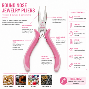 Alicates Profesionales de Punta Redonda para Joyería, Acero Inoxidable, Herramienta para Hacer Lazos de Alambre y Abalorios, Mango Ergonómico Antideslizante - Product Image 2