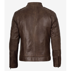 2026 OEM Best Trending Genuine Distressed Brown Cowhide Leather Jacket For Men's 100%High Quality Low MOQ Winter Fashion Jackets - Product Image 2