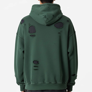 Sweat-shirt à capuche unisexe surdimensionné, design vert doublé, 100% coton, motif à carreaux, tissu polaire respirant, style streetwear d'automne - Product Image 3