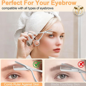 Tijeras para Cejas de Punta Fina Curvadas de Diseño Personalizado, Herramienta de Acero Inoxidable Ligera para el Cuidado de la Belleza para Mujeres - Product Image 5