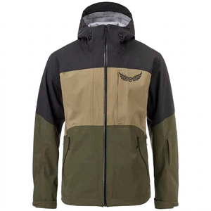 Men's <b>Waterproof</b> Hooded Jacket Color Blocking Polyester Casual <b>Winter</b> Outdoor <b>Coat</b> With Embroidered Logo Front Zipper - Product Image 1
