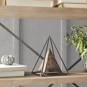 Sculpture géométrique triangulaire en métal faite à la main, art abstrait, décoration de table, style minimaliste pour salon - Product Image 4