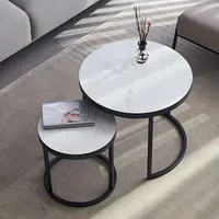 אירופאי קינון קפה שולחן מעוקל עגול אריחים סוף שולחן סט מודרני לבן עגול צד שולחן