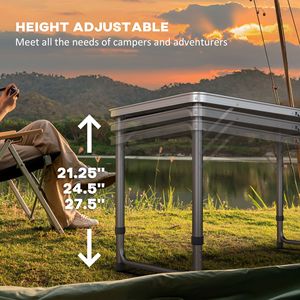 Tavolo da Picnic Pieghevole in Alluminio Leggero da 2,4 m con Gambe Regolabili, Design Portatile per Camera da Letto, Palestra, Spiaggia, BBQ, Escursionismo, Viaggi - Blu e Bianco - Product Image 5