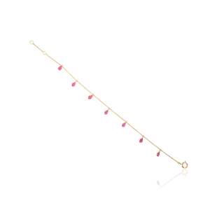 18K Gold Pear <b>Ruby</b> Charm <b>Bracelet</b>-Minimalist Stackable Fine Jewelry - Product Image 6