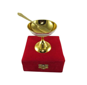 Bol à glace en laiton avec coffret cadeau rouge, ensemble cadeau de mariage à prix incroyable - Product Image 1