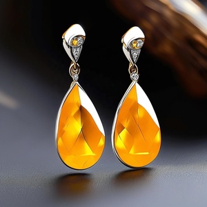 ต่างหูชุบทองสีเงินและสีทองไฮโดรซิทรินทันสมัยทันสมัยทันสมัยดีไซน์หยดน้ำของขวัญงานแต่งงานผู้หญิง - Product Image 4