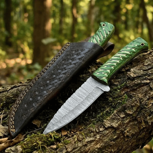 Premium Handmade Damascus Fixed Blade Hunting/Utility Knife with Wood Handle Leather Sheath OEM for Wholesale USA Europe - Product Image 1