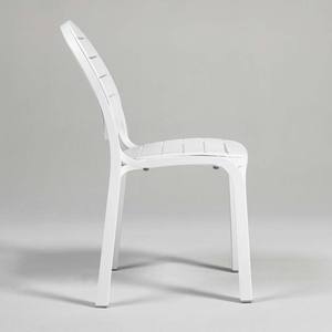 Armless Plastic <b>Chair</b> with Wood Grain Finish and Durable Lightweight Design for Indoor and <b>Outdoor</b> Use - Product Image 2