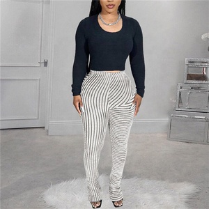 Legging gainant taille mi-haute à jambe large pour femme, pantalon décontracté pour femme - Product Image 1