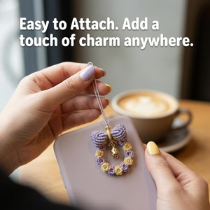 Beautiful Macrame <b>Key</b> Chain with Small Bell <b>Bag</b> Charm For Aesthetic Photography Prop And Styling Accessory From India - Product Image 4
