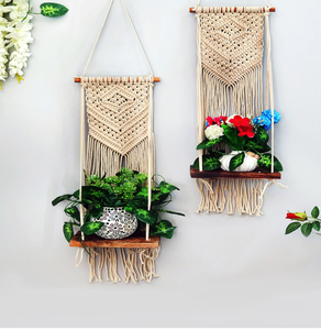 Practical Boho Macrame <b>Floating</b> <b>Shelves</b> Provide Sturdy Storage for Small Items Contemporary Design Home Decor. Available - Product Image 6