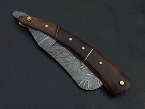 Cuchillo de Afeitar de Acero de Damasco con Mango de Madera, Hoja Recta de 8 Pulgadas, No Ajustable, Grado Industrial OEM, Personalizable - Product Image 6