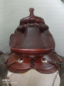 Pedido a granel disponible Hermoso tallado a mano de cuero real Western Barrel Racing Saddle Pleasure Trail Riding Style - Product Image 4