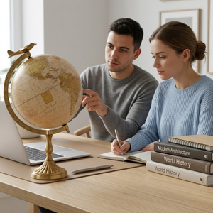 Globe de bureau de direction de luxe |   Carte du monde détaillée avec support en aluminium |   Globe éducatif pour bureau et décoration intérieure - Product Image 5