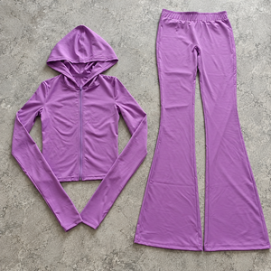 Conjunto Deportivo Informal Personalizado para Mujer, Chaqueta con Cremallera, Pantalones Acampanados, Leggings Ajustados, Conjunto de Dos Piezas de Secado Rápido para Entrenamiento - Product Image 2