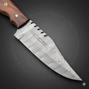 Cuchillo de Caza de Hoja Fija con Mango de Madera de Alta Calidad y Funda de Cuero, Cuchillo Portátil Hecho a Mano para Supervivencia en Campamentos al Aire Libre - Product Image 5