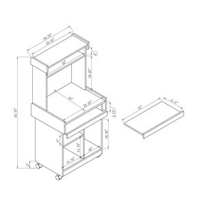 Carrello Bianco per Microonde con Mobiletto Scorrevole, Postazione Caffè e Spazio per Computer, Ruote Bloccabili per un'Archiviazione Sicura - Product Image 5