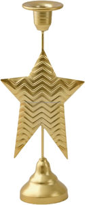 Premium Christmas Star Taper <b>Candlestick</b> • Luxury Chevron Etched Gold Candle Holder - Product Image 5