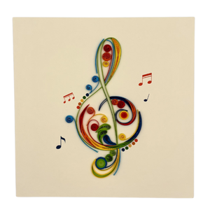 Tarjeta de quilling artesanal colorida con diseño de guitarra, tarjeta de quilling premium con sobre, especial para saludos musicales - Product Image 1