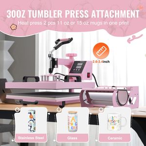Pressa a Caldo 15x15 Pollici per T-shirt, Macchina per Trasferimento a Caldo 8 in 1, Pressa per Tumbler 6 in 1, Girevole a 360°, Capacità 30 oz - Product Image 3