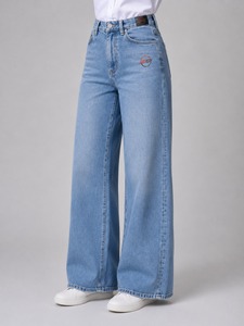Pantalon en jean ample décontracté pour femme, taille haute, délavé vintage, coupe large, style urbain, tendance - Product Image 4