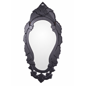 Espejo de Pared Negro Veneciano de Lujo, Forma Asimétrica con Marco Curvo Ornamentado, Acabado Brillante |   Espejo Decorativo para Decoración del Hogar - Product Image 1