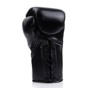 Gants de boxe en similicuir bleu avec accents rouges, maille respirante, fermeture Velcro pour l'entraînement des adultes - Product Image 3