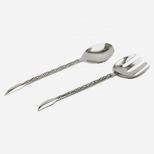 Juego de servidor de ensalada con mango irrompible hecho a mano, diseño de gota hueca única, servidor de boda de acero inoxidable, servicio de uso de Metal - Product Image 5