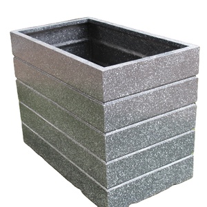 Planteur de Pot de fleur carré finition or rose, cosmétique gris à points, grande taille, utilisé avec plante verte, Cube carré, classique léger - Product Image 1