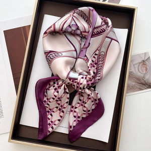 Écharpe carrée à imprimé floral pour femmes, foulard en satin doux, bandeaux pour cheveux, ruban, bandeau, bandana 70X70CM - Product Image 1