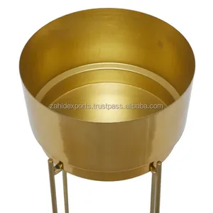 Factory Direct Handmade Eco-Friendly Modern <b>Square</b> Metal Flower Vase for Floor Use Luxury Golden Iron Zahid Exports Competitive - Product Image 5