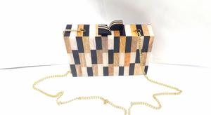 Custom Made Eco-Friendly Hand-<b>painted</b> Waterproof Resin Clutches Brass Handles Diamond Accents Open Closure <b>Stone</b> Zipper - Product Image 4