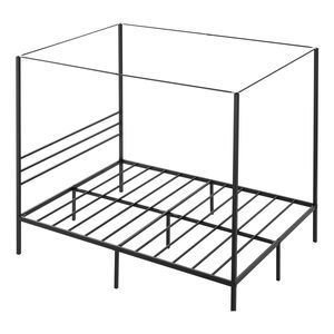 Struttura letto a baldacchino matrimoniale in metallo resistente con design a quattro montanti, doghe in acciaio e spazio contenitore sotto il letto - Product Image 1