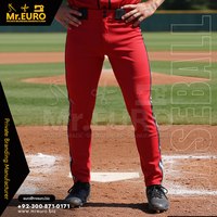 Pantalon de baseball unisexe personnalisé pour adultes, coupe ajustée, poches latérales, impression sublimée, 100 % polyester, antibactérien, fermeture éclair