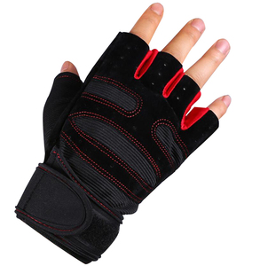 Half <b>Finger</b> Gloves Breathable Mesh Unisex Summer Workout Adjustable Wrist <b>Strap</b> Black - Product Image 6
