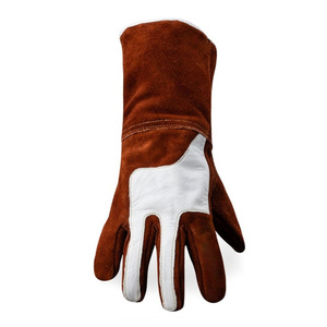 Gants de soudage en cuir de vachette grainé de qualité supérieure, manchette de sécurité, 11 oz, résistants à la chaleur, antistatiques, pour travaux industriels - Product Image 4