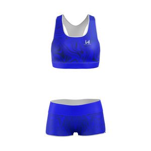 Ensemble de yoga 2 pièces pour femme, personnalisé, en spandex léger, respirant, avec soutien-gorge de sport et short taille haute élastique, col rond sans manches - Product Image 4