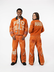 Streetwear Outerwear Vintage <b>Denim</b> Breathable Print Tracksuit Decorative Embroidery Studded Design 100% Cotton Custom OEM ODM - Product Image 4