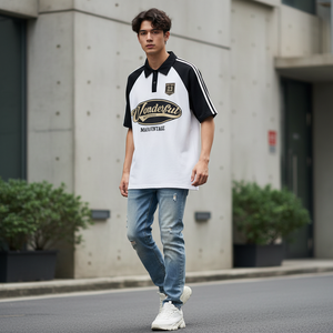 เสื้อโปโลผ้าฝ้ายวินเทจคุณภาพสูงสำหรับผู้ชายและผู้หญิง สไตล์ลุคซัมเมอร์สปอร์ตสตรีทแวร์แบบซักแล้ว ทนทาน สามารถสั่งทำได้ - Product Image 6